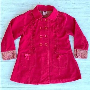 April Cornell Pink Paisley Corduroy Pea Coat